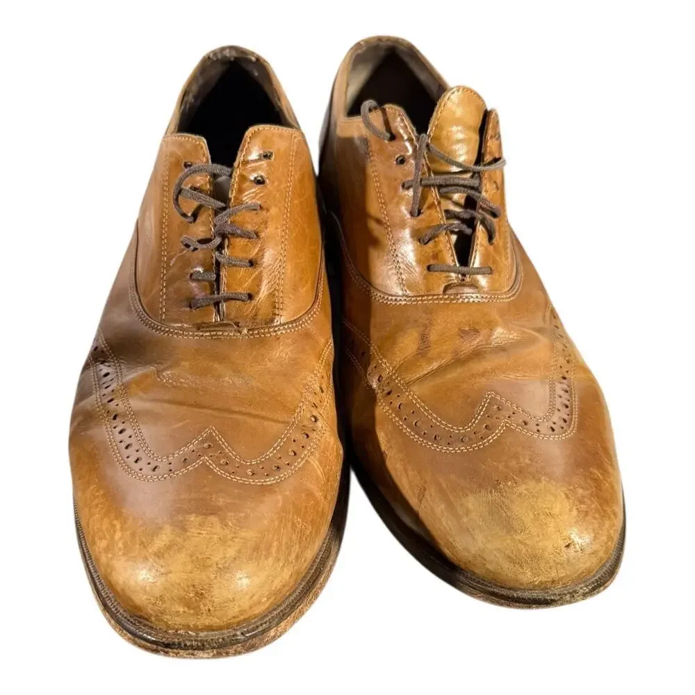 Cole Haan Leather Wingtip Oxford Brogue Dress Shoes Tan Brown Men’s 10.5M